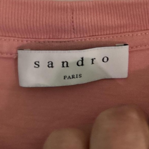 SANDRO Paris Short Sleeve T-shirt With Heart Logo Appliqué On Chest Womens Large - Picture 5 of 7